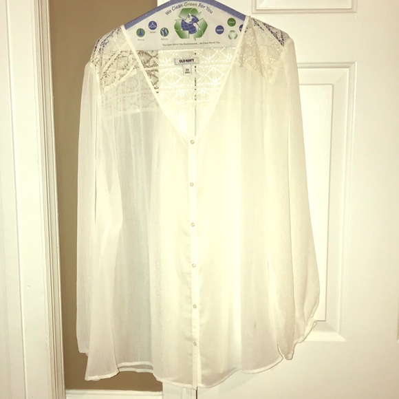 Old Navy Tops - Old Navy Sheer White Blouse